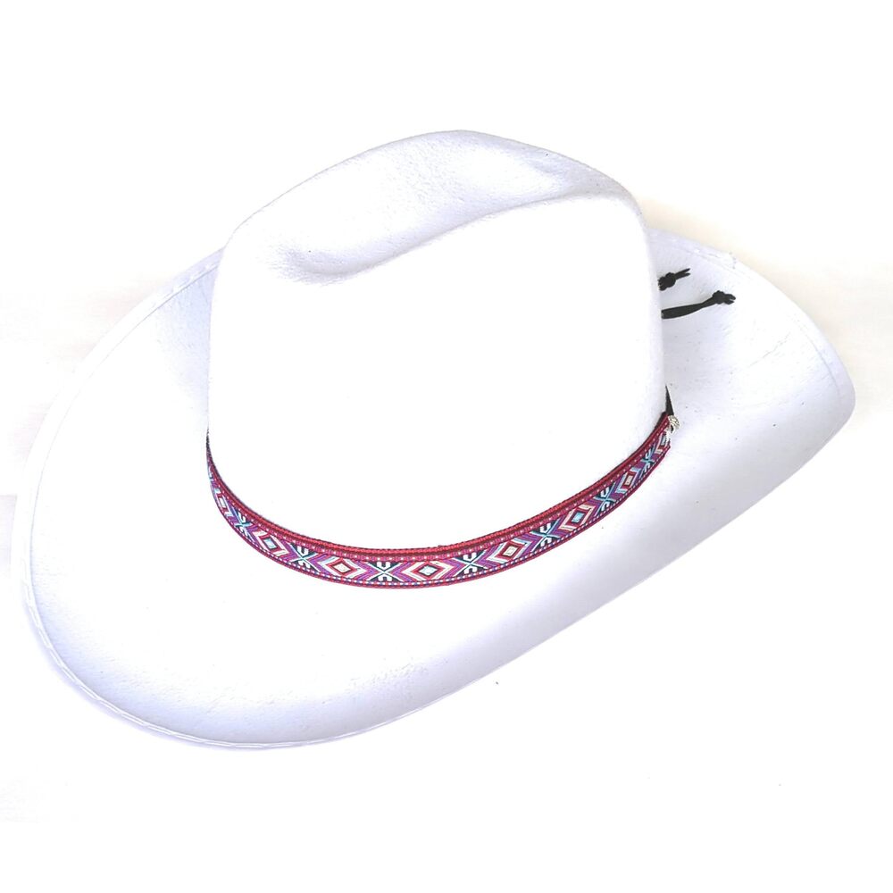 7876 Brim Hatband Red Jacquard Traditional Weave Adjustable One Size For Straw